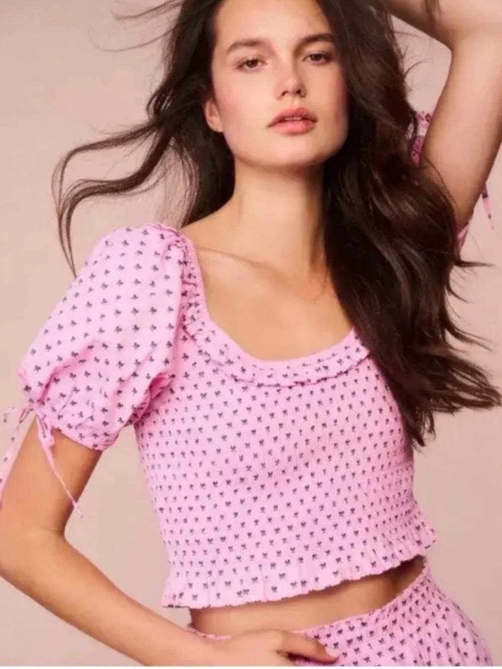 LoveShackFancy Molly Top in Classic Pink